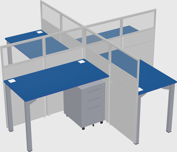 Bureaux à quatre cabines