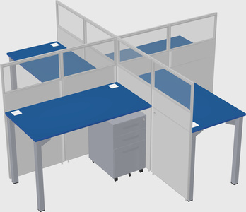 Bureaux à quatre cabines
