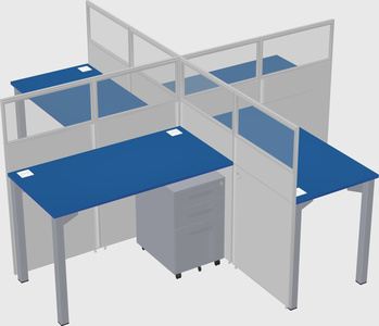Bureaux à quatre cabines