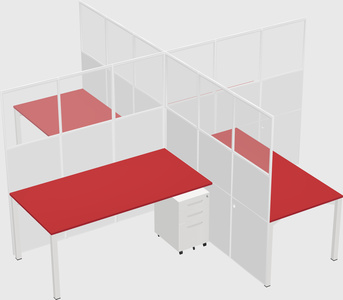 Bureaux à quatre cabines