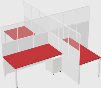 Bureaux à quatre cabines
