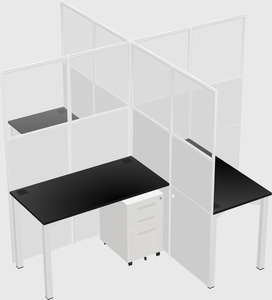 Bureaux à quatre cabines