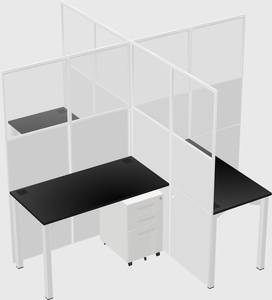 Bureaux à quatre cabines