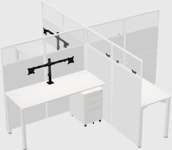 Bureaux à quatre cabines