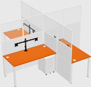 Bureaux à quatre cabines