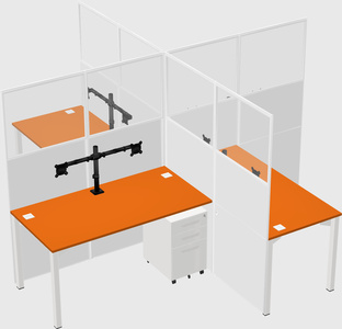 Bureaux à quatre cabines