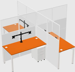 Bureaux à quatre cabines