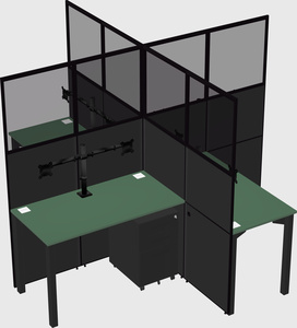 Bureaux à quatre cabines