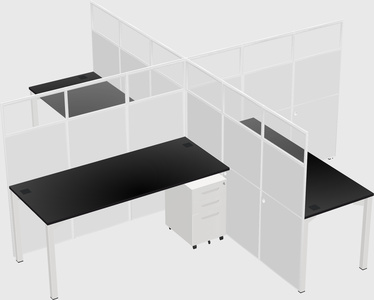 Bureaux à quatre cabines