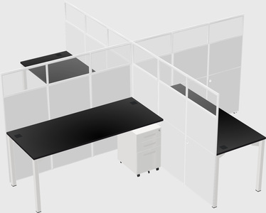 Bureaux à quatre cabines
