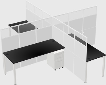 Bureaux à quatre cabines
