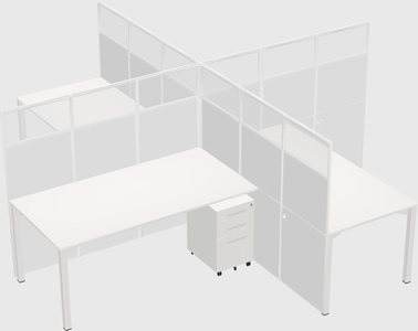 Bureaux à quatre cabines
