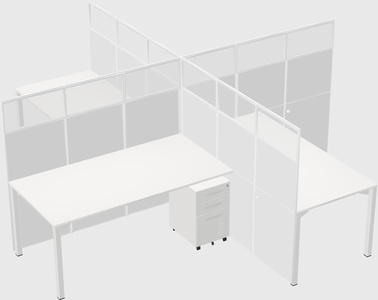 Bureaux à quatre cabines