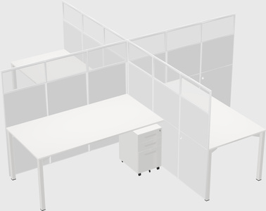 Bureaux à quatre cabines