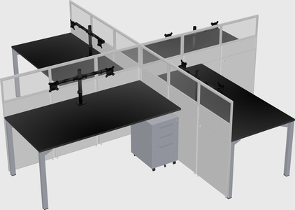 Quad office cubicles