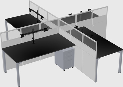 Bureaux à quatre cabines