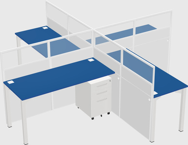 Bureaux à quatre cabines