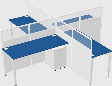 Bureaux à quatre cabines