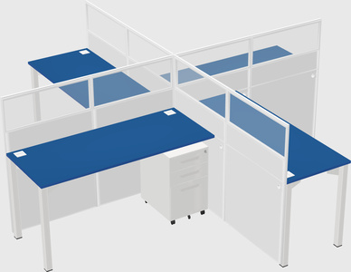 Bureaux à quatre cabines