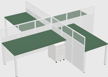 Bureaux à quatre cabines