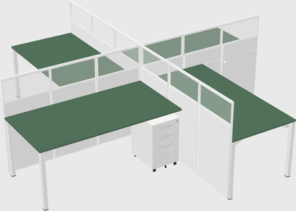 Bureaux à quatre cabines