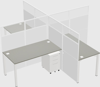 Bureaux à quatre cabines