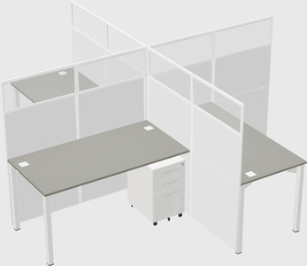 Bureaux à quatre cabines