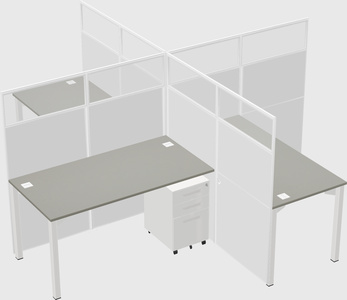 Bureaux à quatre cabines