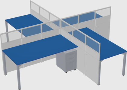 Bureaux à quatre cabines