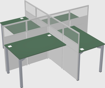 Bureaux à quatre cabines