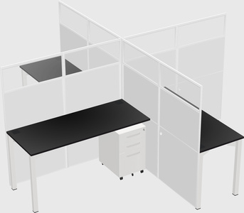 Bureaux à quatre cabines