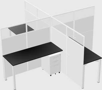 Bureaux à quatre cabines