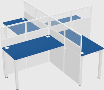 Bureaux à quatre cabines