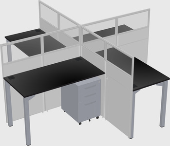 Bureaux à quatre cabines
