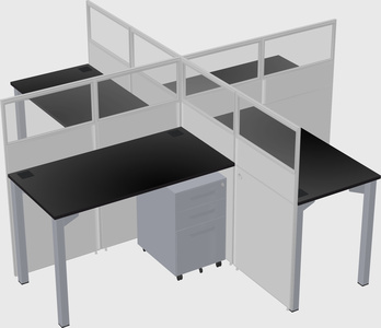 Bureaux à quatre cabines