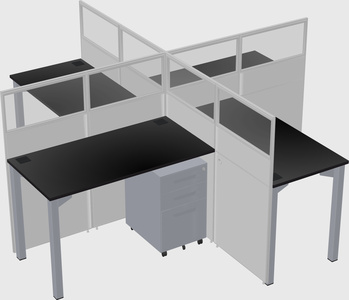 Bureaux à quatre cabines