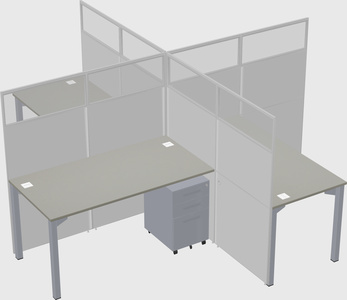 Bureaux à quatre cabines