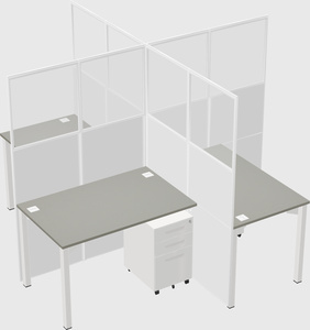 Bureaux à quatre cabines