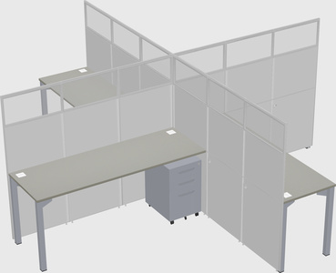 Bureaux à quatre cabines