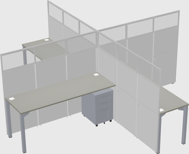 Bureaux à quatre cabines
