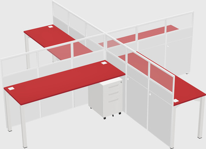 Bureaux à quatre cabines