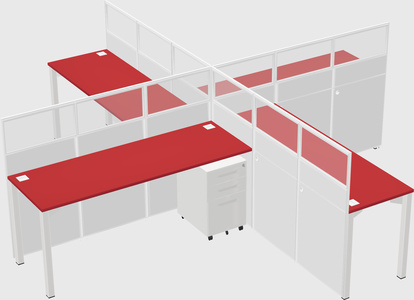 Bureaux à quatre cabines
