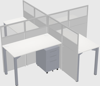 Bureaux à quatre cabines