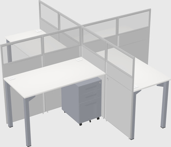 Bureaux à quatre cabines