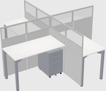 Bureaux à quatre cabines
