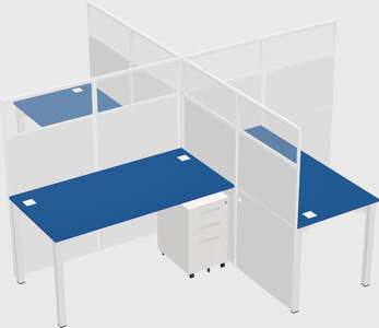 Bureaux à quatre cabines