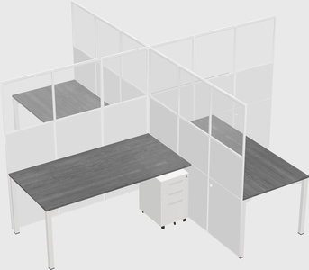 Bureaux à quatre cabines