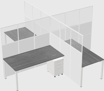 Bureaux à quatre cabines