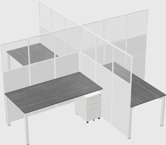Bureaux à quatre cabines