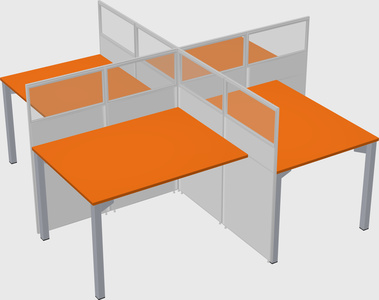 Bureaux à quatre cabines